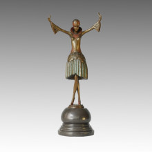 Dancer Bronze Sculpture Dancing Girl Carving Brass Statue TPE-311b